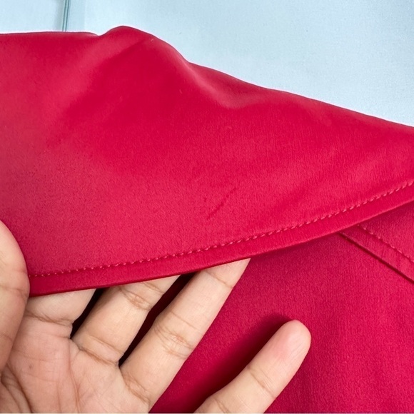 Kenneth Cole New York Women’s Red Mid Length Jacket Trench Coat Wide Collar sz S - Picture 14 of 15